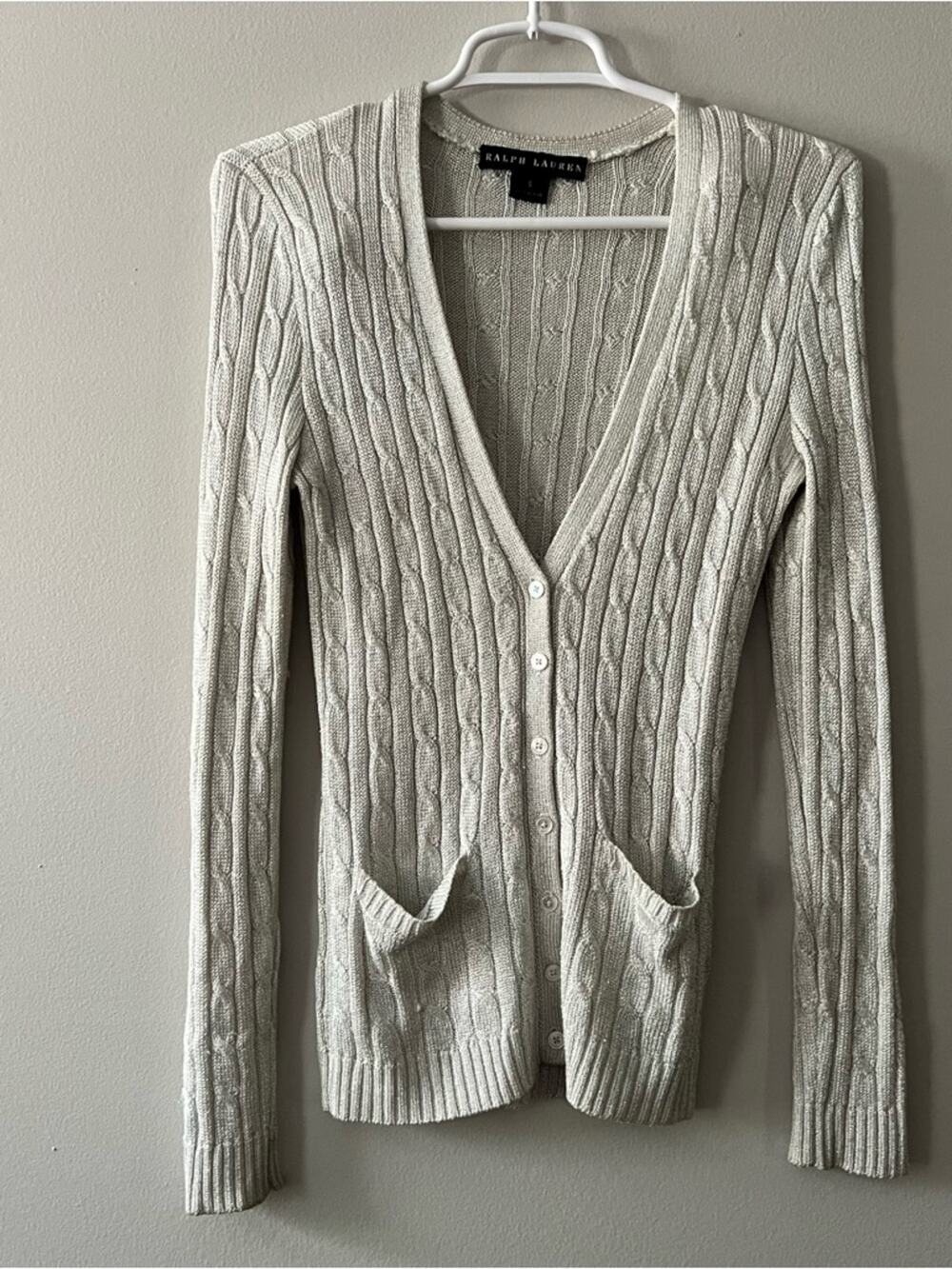 Ralph Lauren Black Label Women’s Metallic Button Front Cardigan Size Small